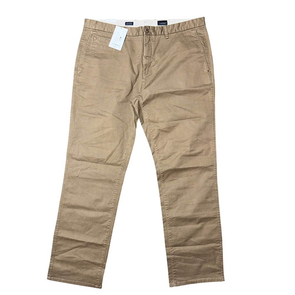 7Diamonds Oliver Slim Straight Mens Khaki Tan Premium Stretch Chino Pants 36x32